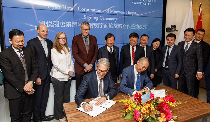 Mark Hoplamazian, President and Chief Executive Officer, Hyatt Hotels Corporation and Zhang Jianming, Chairman, Tianfu Minyoun Hospitality entered into a strategic development agreement to drive the expansion of Hyatt Place and Hyatt House hotels in China.