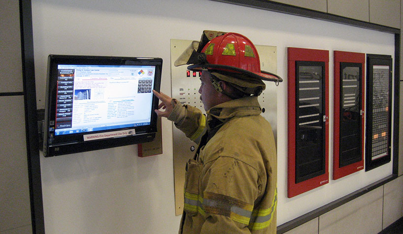 A first responder accesses RealView LLC's security platform.