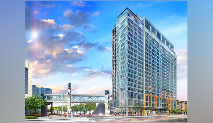 Rendering of tri-branded hotel at Chicago's McCormick Place