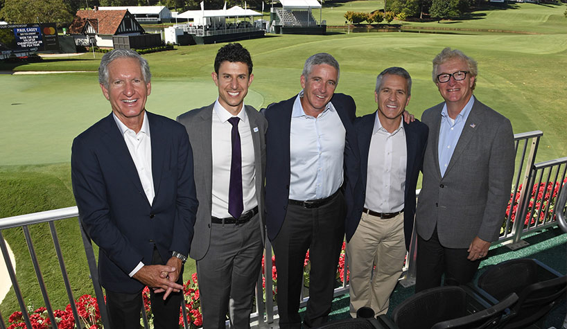 Wyndham and PGA Tour officials celebrate the unveiling of the Wyndham Rewards Top 10 at East Lake Golf Club in Atlanta.