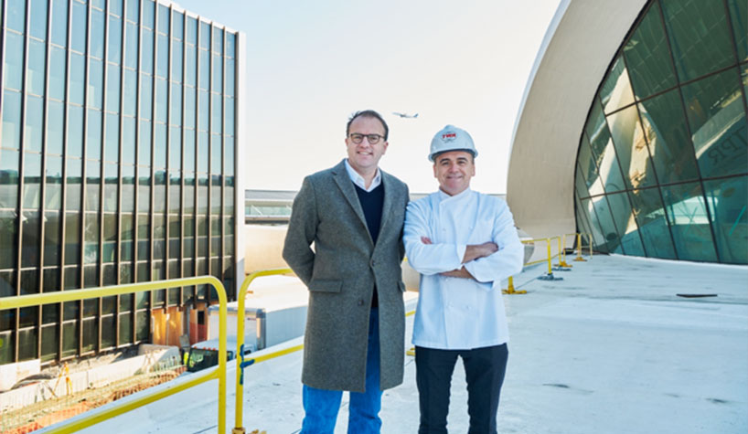 From left, MCR CEO Tyler Morse and Chef Jean-Georges Vongerichten at the TWA Hotel.