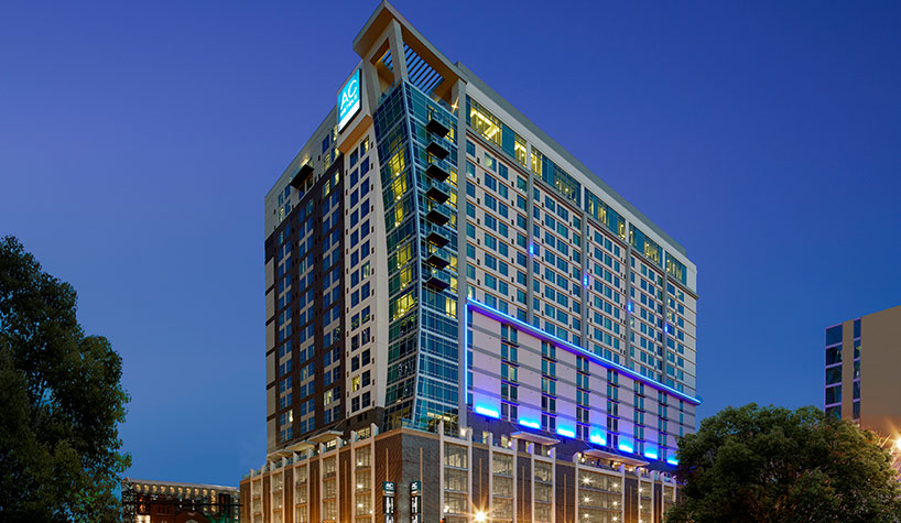 Marriott's first tri-branded hotel opens in Nashville, TN.