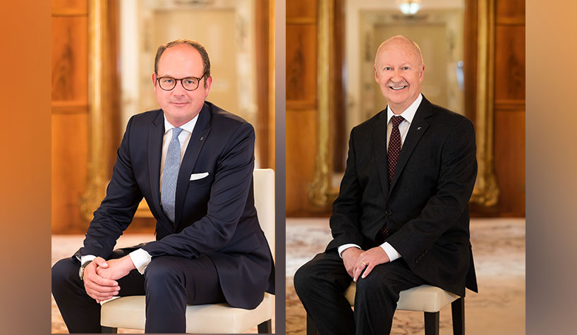 From left, Markus Semer and Colin Lubbe will step down from their respective leadership roles at Kempinski Hotels.