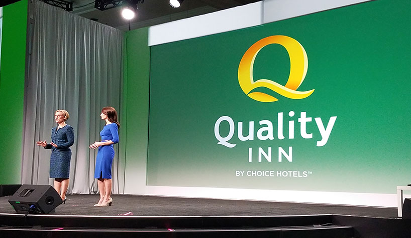 A new logo was unveiled for Quality Inn at the Choice Hotels International conference.