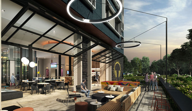 Rendering of Reverb by Hard Rock outdoor lounge