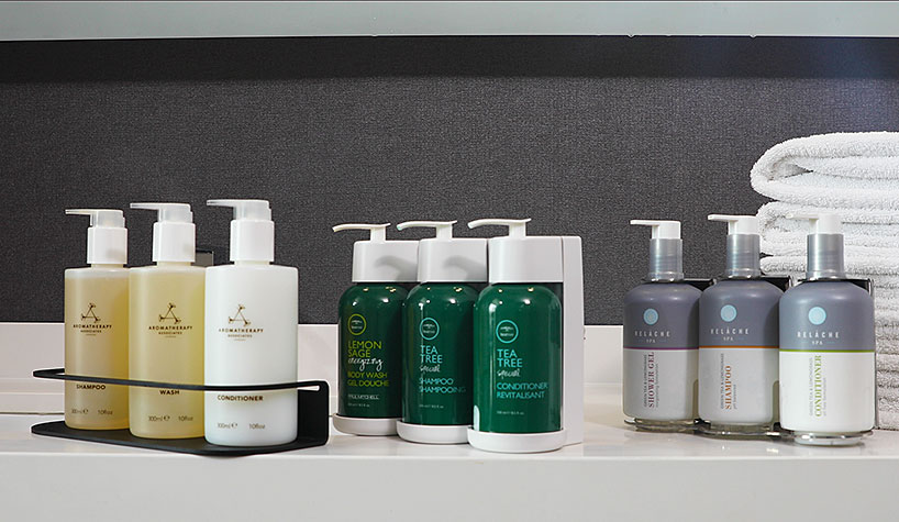 To reduce single-use plastic, Marriott International hotels across the globe are continuing to move to larger bottles of shampoo, conditioner and body wash in guestroom showers.