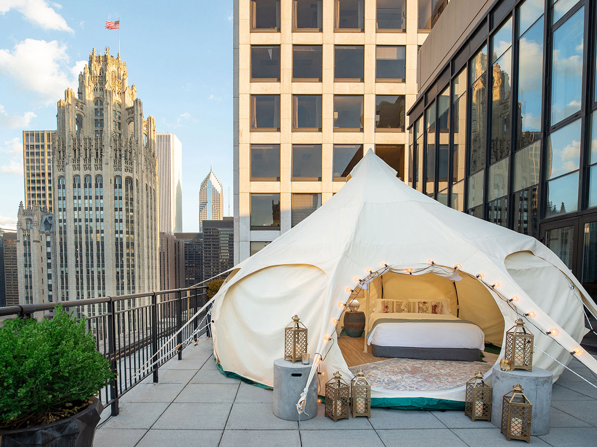 Glamping tent at the Gwen Chicago