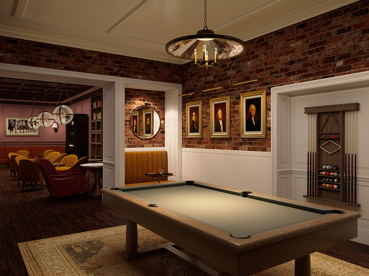 A rendering of the lobby bar at the Renaissance New York Chelsea Hotel.