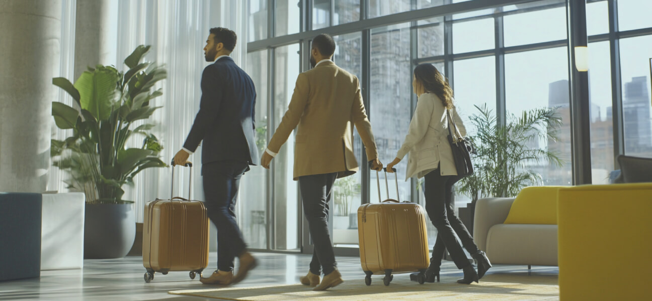 Business travelers at hotel